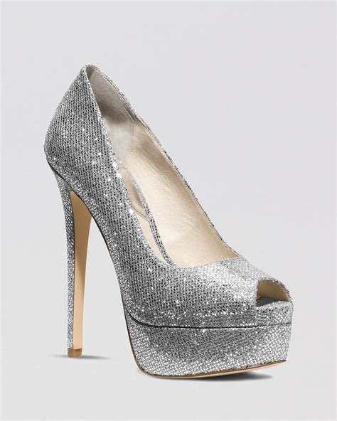 silver peep toe kitten heels|peep toe platform high heels.